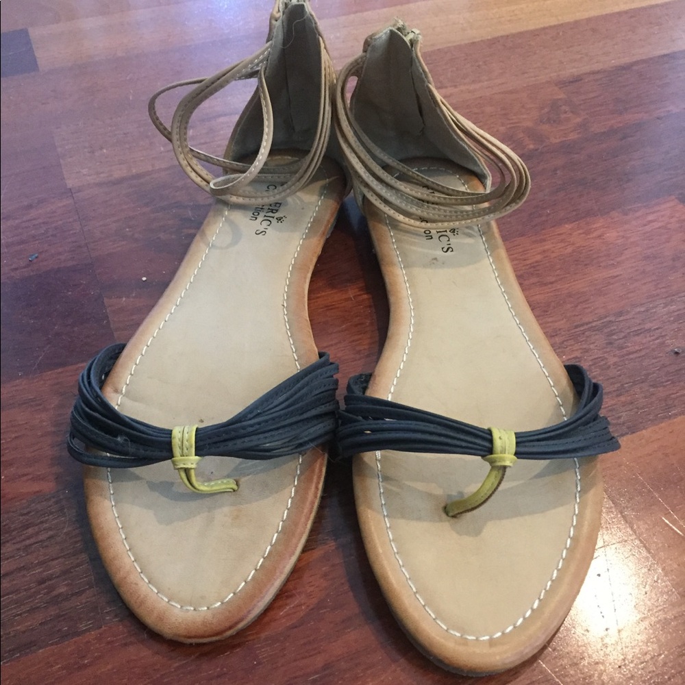 Black and Tan Sandals